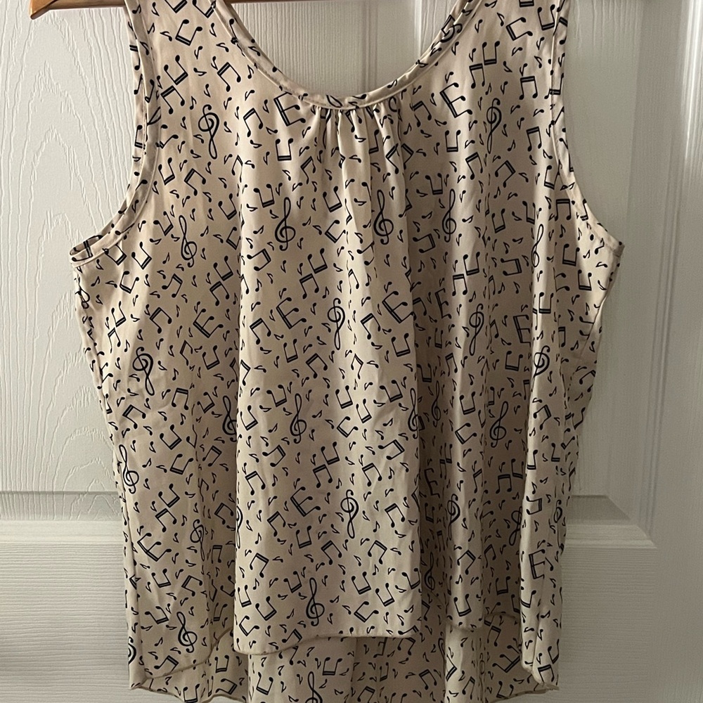 Music Note Satin Tank, Body Central Brand, Size Medium